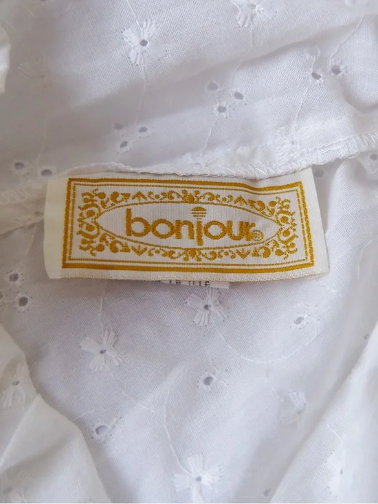 Vintage 90's Bonjour Cotton Blend Eyelet Top | S - Picture 3 of 4